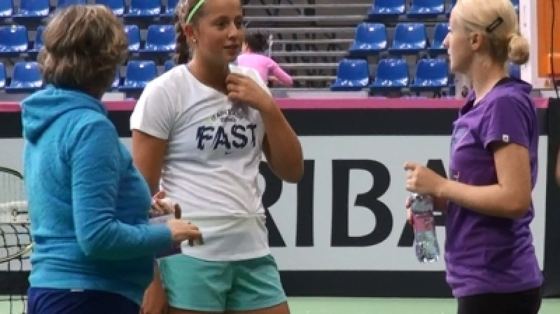 Daiga Juška, Aļona Ostapenko un Diāna Marcinkeviča pirms gada Budapēštā
Foto: Jānis Cīrulis