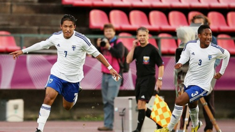 Moštags Jagubi (pa kreisi) atzīmē vārtu guvumu pret Anglijas U21 izlasi
Foto: dailymail.com