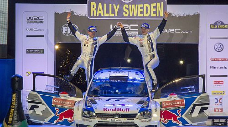 Latvalas ekipāža svin uzvaru Zviedrijas rallijā
Foto: TT NEWS AGENCY/Scanpix
