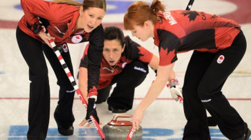 Kanādas kērlingistes darbībā
Foto:AFP/Scanpix