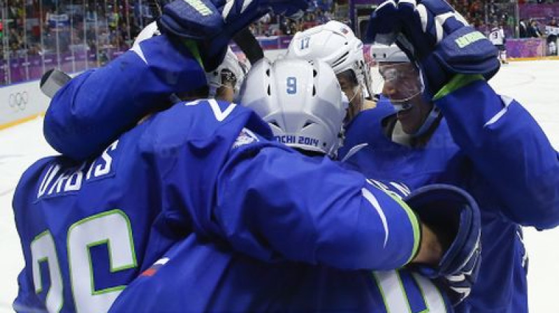 Slovēnijas izlase var priecāties, slovāku emocijas lai paliek aiz kadra
Foto:AP/Scanpix