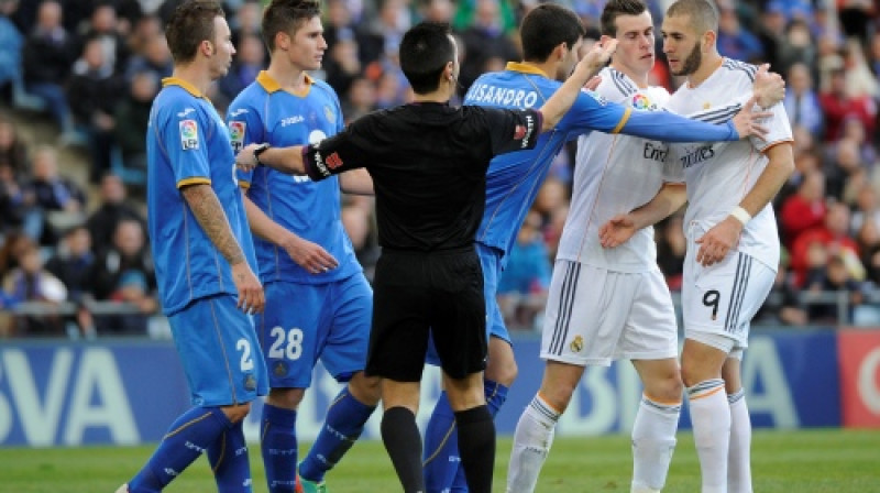 Lai gan "Real" guva samērā vieglu uzvaru, brīžiem uzplaiksnīja arī emocijas
Foto: AFP/Scanpix