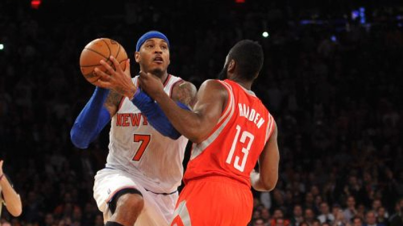 Karmelo Entonijs un Džeimss Hārdens 
Foto:AFP/Scanpix