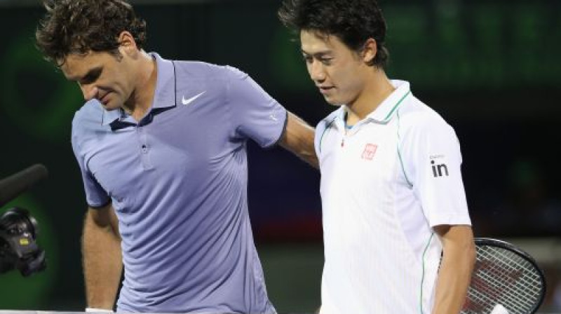 Rodžers Federers un Kei Nišikori
Foto: AFP/Scanpix