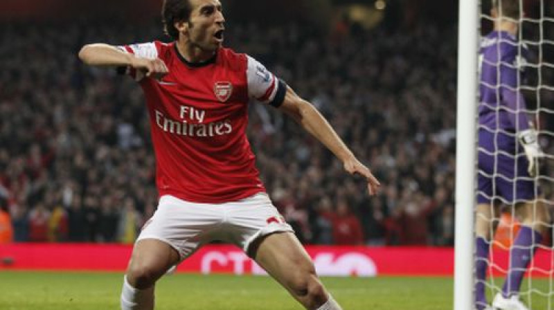 Matjē Flamini pēc vārtu guvuma
Foto: AFP/Scanpix