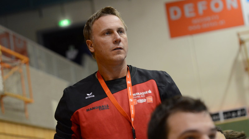Latvijas izlases galvenais treneris Uģis Vikštrēms
Foto: Sparkasse Schwaz Handball Tirol