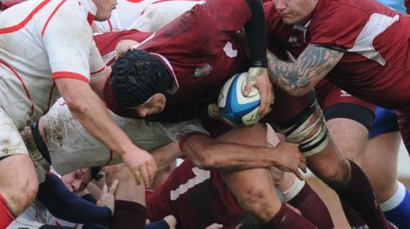 Latvijas regbisti cīņā pret dāņiem
Foto: Rugbylatvia.com/