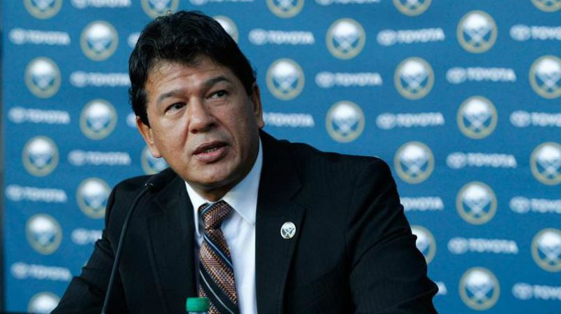 Teds Nolans uzsver, ka darbs ar Latvijas izlasi sekmējis atgriešanos NHL.

Foto: Bill Wippert, Buffalo Sabres