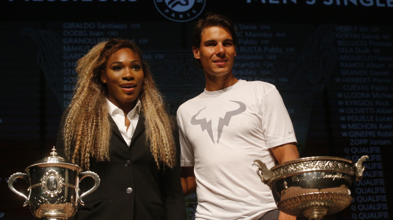 Serēna Viljamsa un Rafaels Nadals "French Open" izlozē
Foto: AP/Scanpix