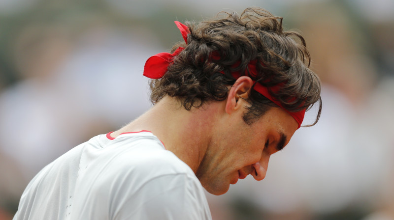 Noskumušais Rodžers Federers pēc zaudējuma Ernestam Gulbim
Foto: AP/Scanpix
