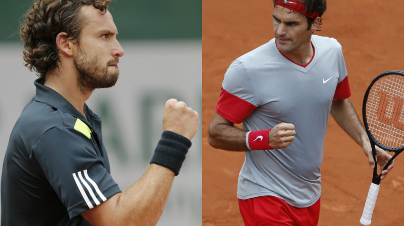 Ernests Gulbis un Rodžers Federers
Foto: AFP/Scanpix