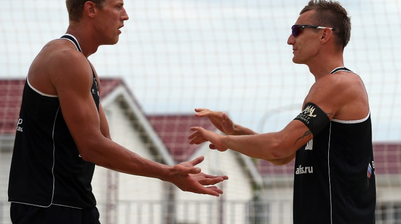 Mārtiņš Pļaviņš un Aleksandrs Solovejs
Foto: fivb.org