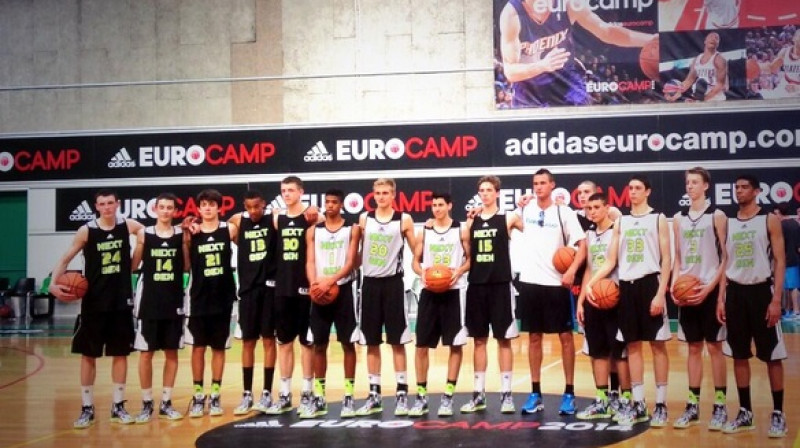 "adidas Eurocamp Next Generation" nometnes dalībnieki, viņu vidū arī Rodions Kurucs 
Foto: Mārtiņš Lauva