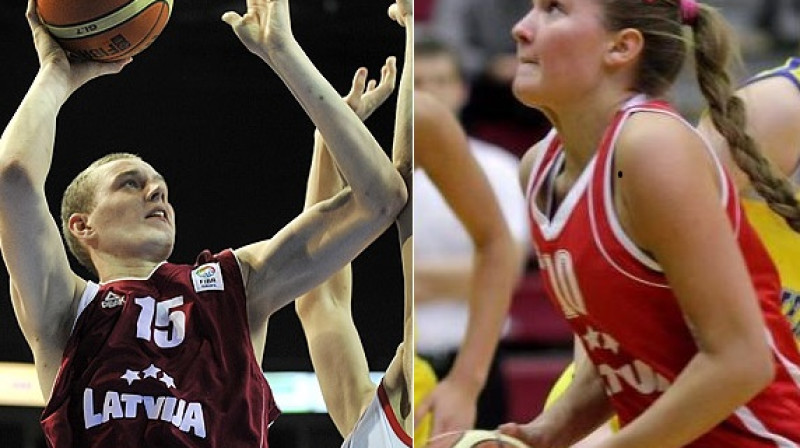 Valdemāra Baumaņa kausa ieguvēji 2014.gadā: Anžejs Pasečniks un Sigita Džarcāne.
Foto: FIBAEurope.com