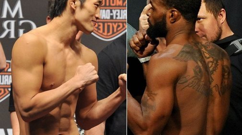 Dongs Hjuns Kims (no kreisās) un Tairons Vudlijs
Foto: sherdog.com