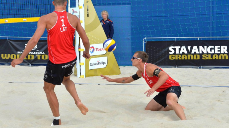 Aleksandrs Solovejs un Mārtiņš Pļaviņš
Foto: fivb.org