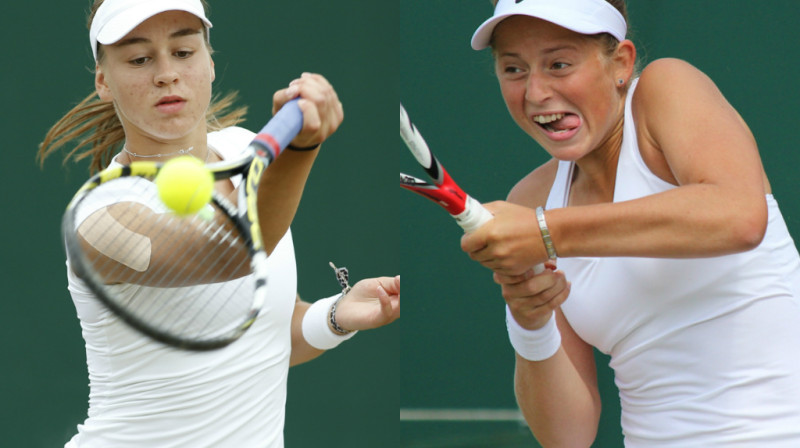 Kristina Šmiedlova un Alona Ostapenko
Foto: Alastair Grant/Ian Dorward
