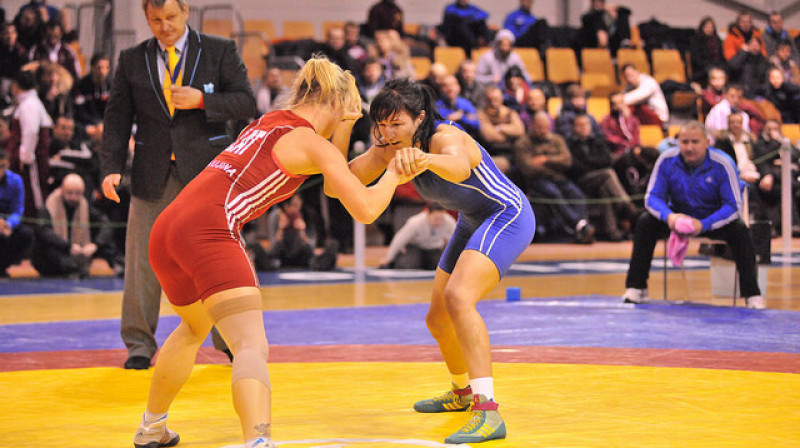 Laura Skujiņa un Anastasija Grigorjeva
Foto: Pāvels Jerohins, Latvijas Cīņas federācija