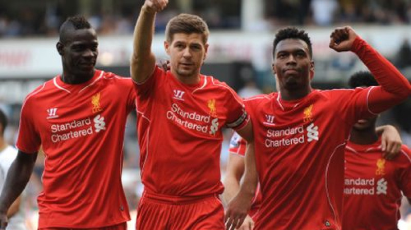 "Liverpool" spēlētāji pēc vārtu guvuma
Foto: AFP/Scanpix