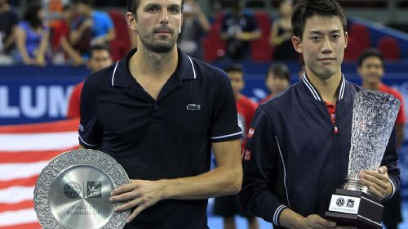 Žiljēns Beneto un Kei Nišikori
Foto: AFP/Scanpix