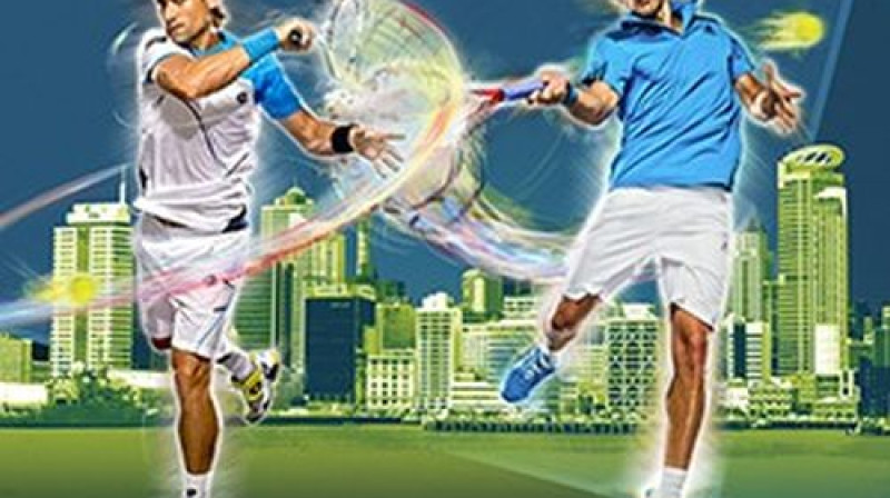 Davis Ferers un Ernests Gulbis "Heineken Open" rīkotāju stilizācijā
Foto: Festivaloftennis.co.nz