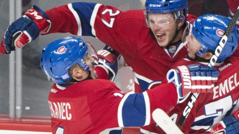 Monreālas "Canadiens" atzīmē vārtu guvumu
Foto: AP/Scanpix