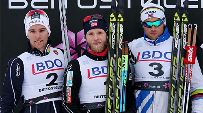 Pirmais trijnieks vīriem 15km klasikā Beitostēlenā. Foto:Geirs Nilsens/Langrenn.com