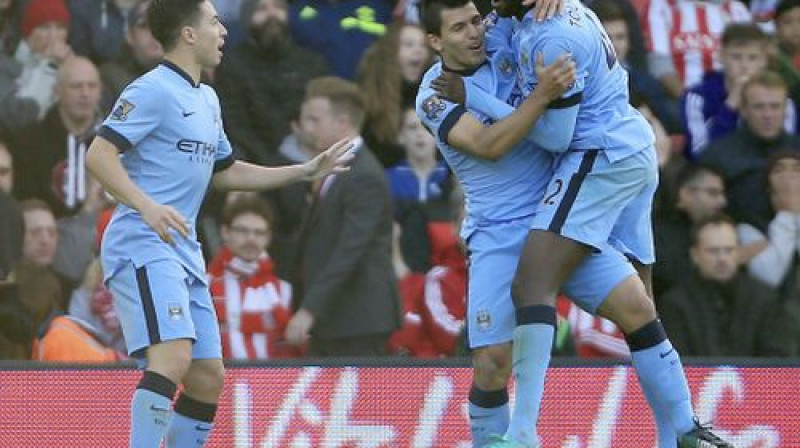 "Manchester City" spēlētāji pēc vārtu guvuma
Foto: AP/Scanpix