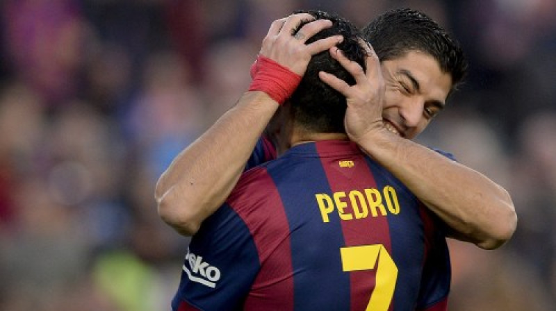 Pirmo divu vārtu autori - Luiss Svaress un Pedro Rodrigess
Foto: AFP/Scanpix