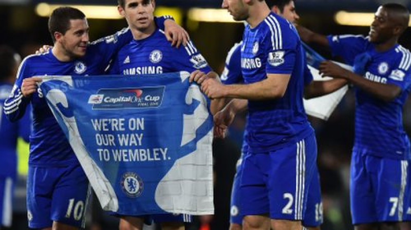 "Chelsea" spēlētāji pēc uzvaras pusfinālā
Foto: AFP/Scanpix