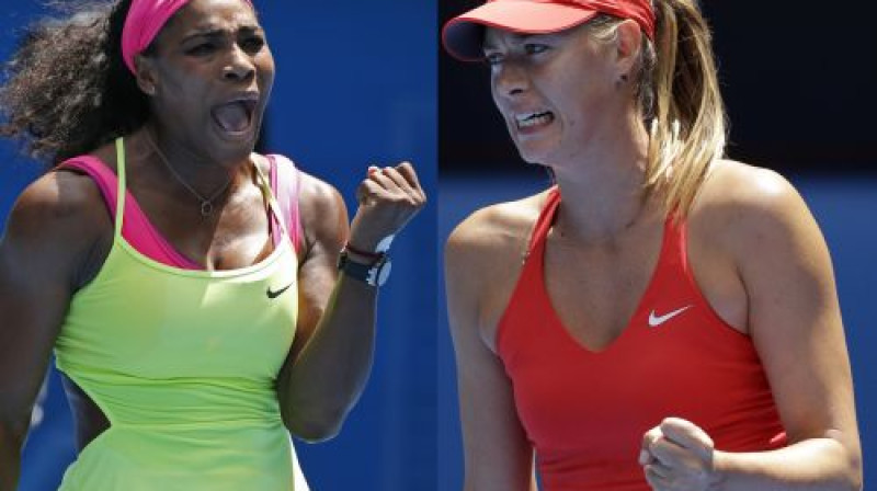 Serēna Viljamsa un Marija Šarapova
Foto: AP/Scanpix