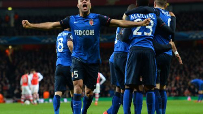 "Monaco" spēlētāji pēc vārtu guvuma
Foto: AFP/Scanpix