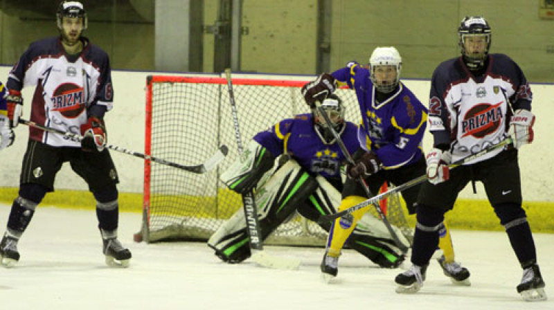 Moments no spēles starp komandām "Ogre/Sāga 97" un "HS Rīga/Prizma"
Foto: Ritvars Raits