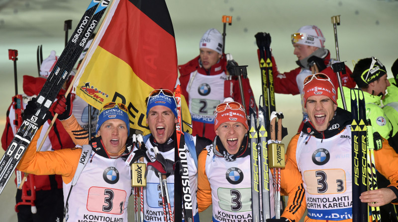 Eriks Lesers, Simons Šemps, Daniels Bēms un Arnds Paifers
Foto: AFP