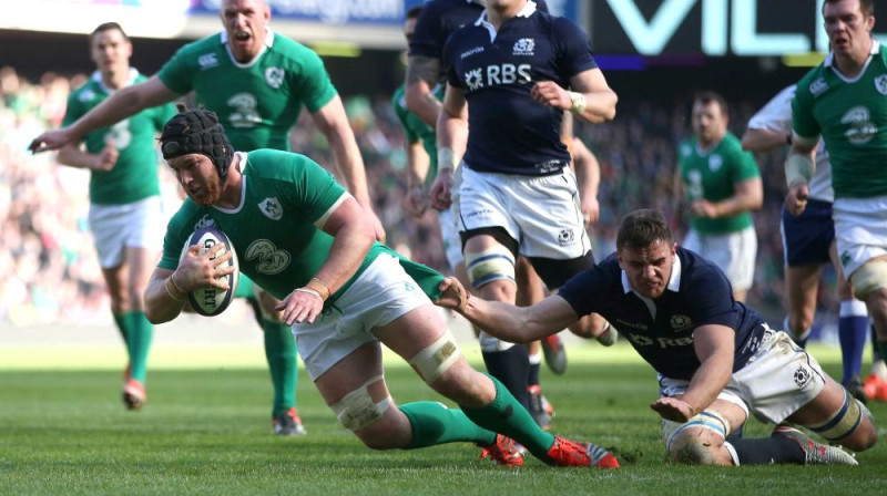 Šons O'Braiens skotus pārsteidza ar diviem piezemējumiem. 
Foto: rbs6nations.com