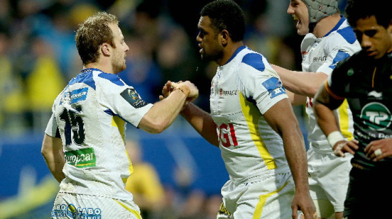 "Clermont Auvergne" savā laukumā neatstāja nekādas cerības Anglijas čempioniem, ar kāju atsperot durvis uz pusfinālu. 
Foto: epcrugby.com