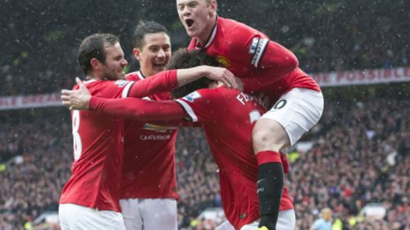 "Manchester United" spēlētāji pēc vārtu guvuma
Foto: AP/Scanpix