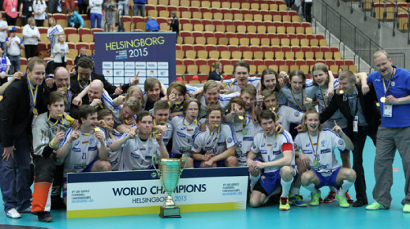Somijas juniori - pasaules čempioni
Foto: Ritvars Raits, floorball.lv