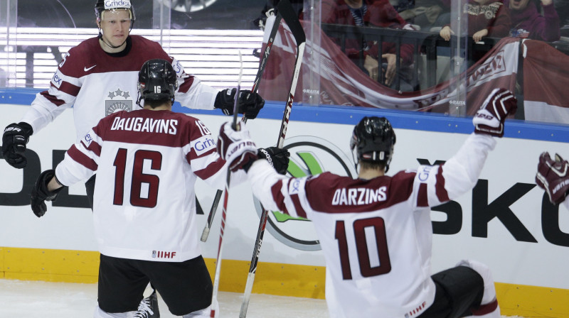 Andris Džeriņš, Kaspars Daugaviņš un Lauris Dārziņš
Foto: AP/Scanpix