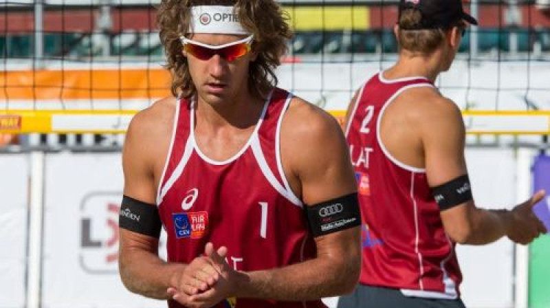 Aleksandrs Samoilovs un Jānis Šmēdiņš
Foto: Vadims Morozovs/Volejbols.lv