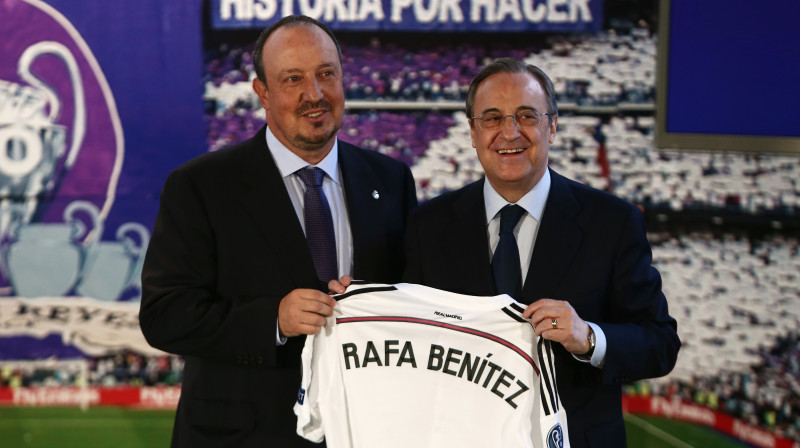 Rafaels Benitess un "Real" prezidents Florentīno Peress
Foto: AP/Scanpix