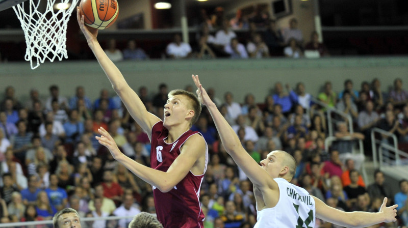 Kristaps Porziņģis Eiropas U18 čempionāta ceturtdaļfinālā
Foto: Romāns Kokšarovs