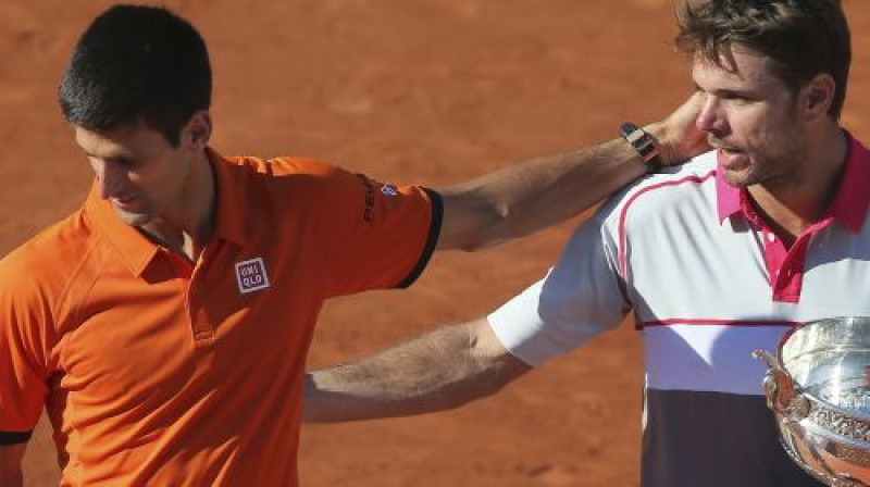 Novaks Džokovičs un Stens Vavrinka
Foto: AFP/Scanpix