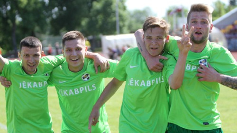 "Jēkabpils" spēlētāji šodien Ogrē bija priecīgi
Foto: Ritvars Raits