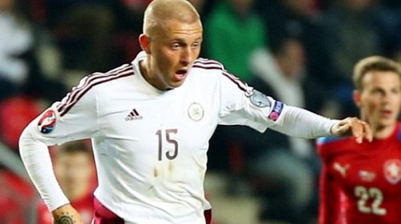 Deniss Rakels Latvijas izlases spēlē pret Čehiju
Foto: Latvijas Futbola federācija