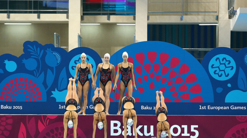Sinhrono peldētāju treniņš Baku
Foto: Getty Images / baku2015.com