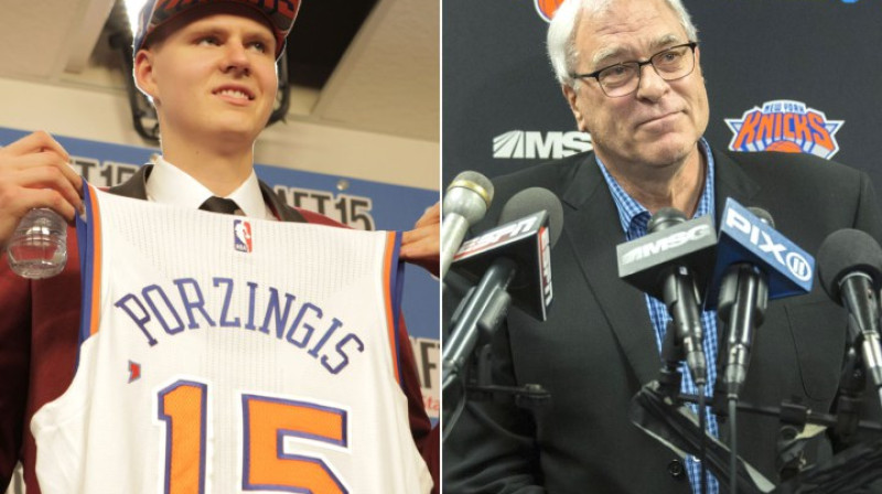 Kristaps Porziņģis un Fils Džeksons 
Foto: nypost.com