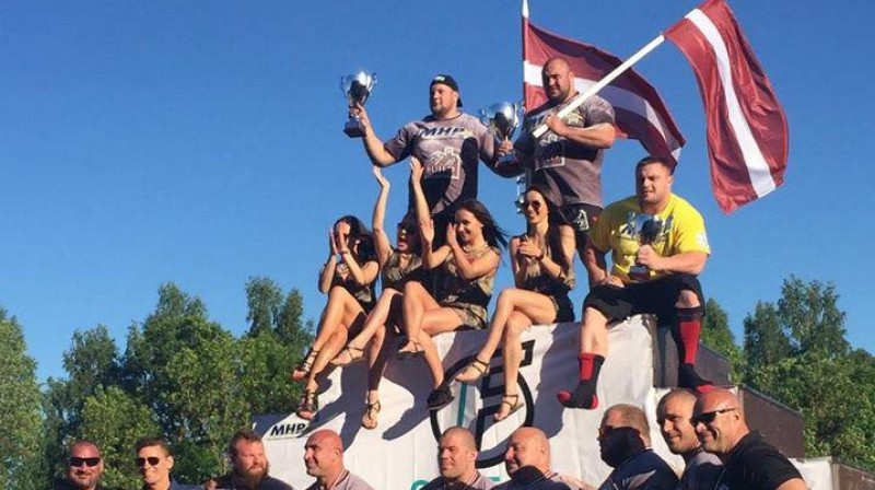Olaines posma laureāti: Oskars Martužans, Dainis Zāģeris, Kšištofs Radzikovskis 
Foto: Strongman Champions League