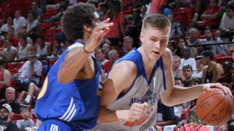 Kristaps Porziņģis pret Goldensteitas "Warriors" 
Foto: nba.com
