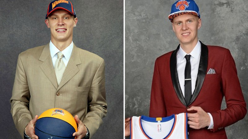 Andris Biedriņš (2004) un Kristaps Porziņģis (2015)
Foto: Getty Images / NBA.com